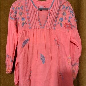 Johnny Was Coral Embroidered Tunic